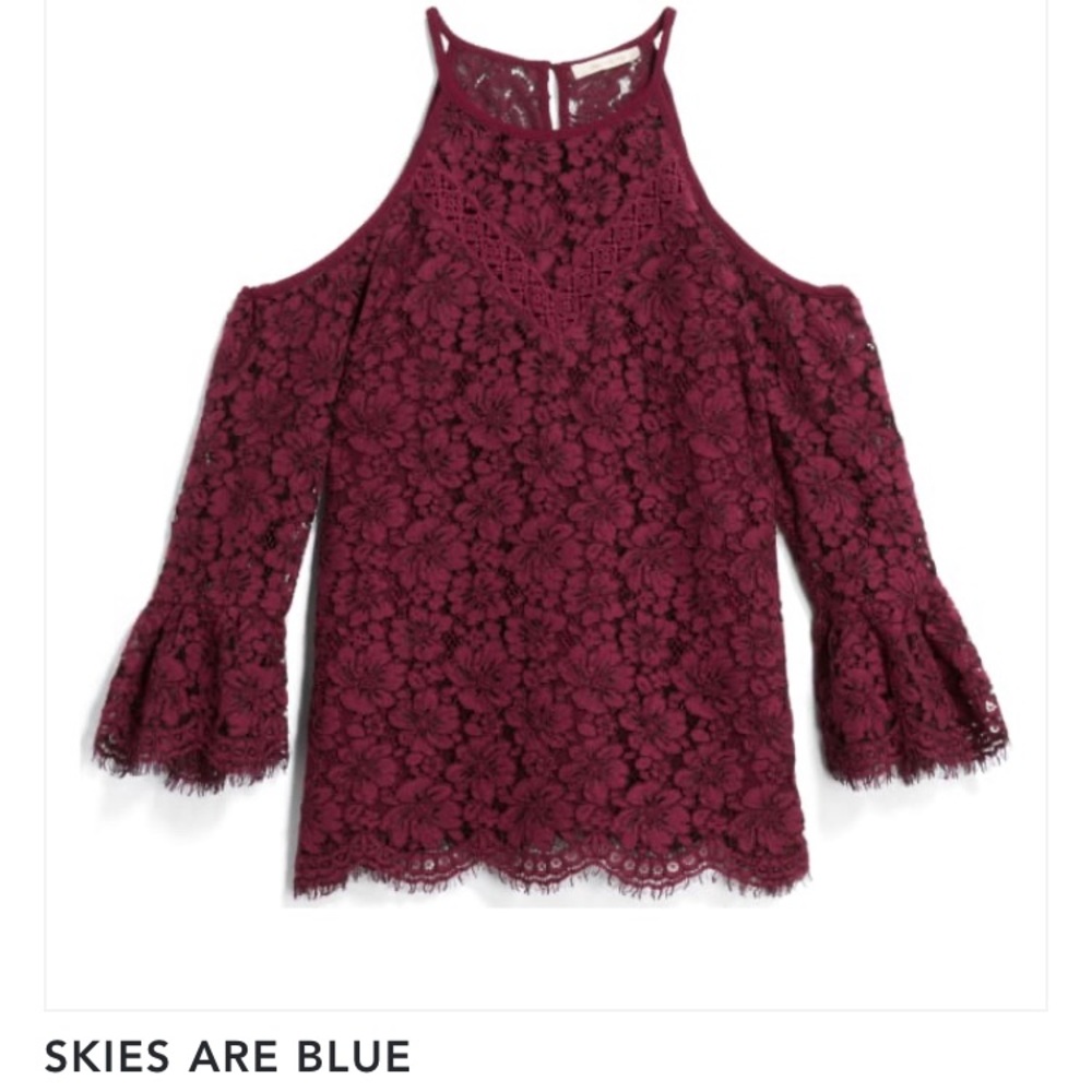 Skies Are Blue Burgundy Lace Top